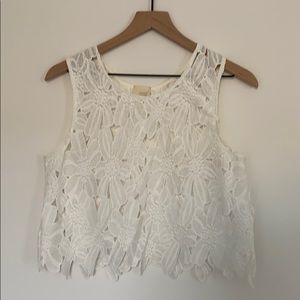 White lace see through crop